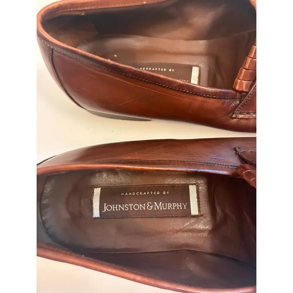 Johnston & Murphy Handcrafted Brown Leather Kiltie Tassel Loafers Men's ~8-8.5